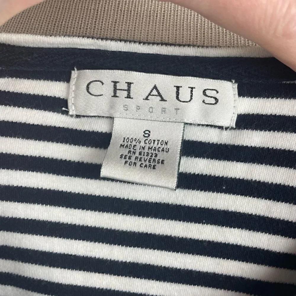 EUC Chaus Women’s Blue and White Short Sleeve Top Size S